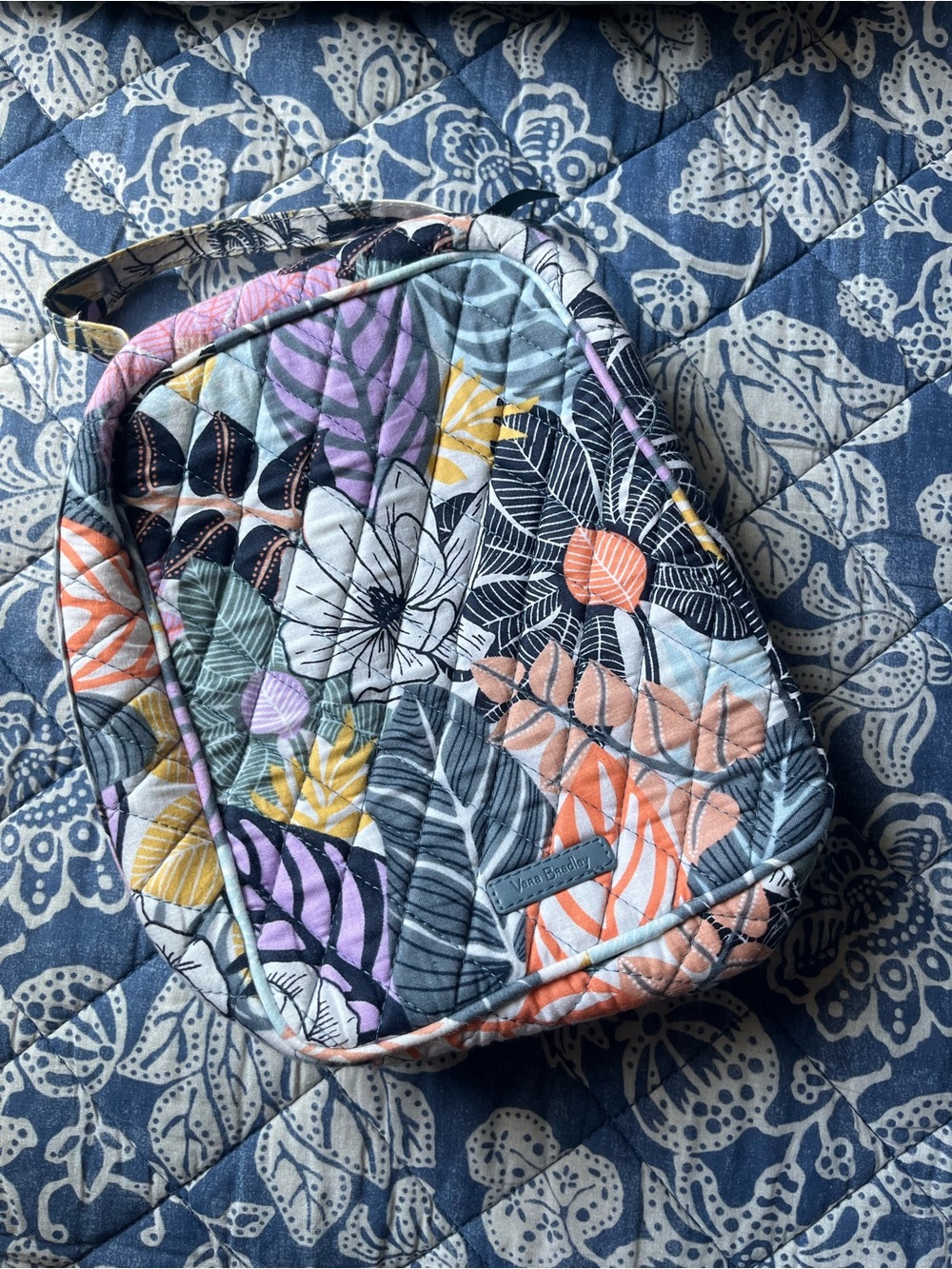 Vera Bradley Quilted Floral Cosmetic Crossbody in Blue, Pink, Orange, Yellow
